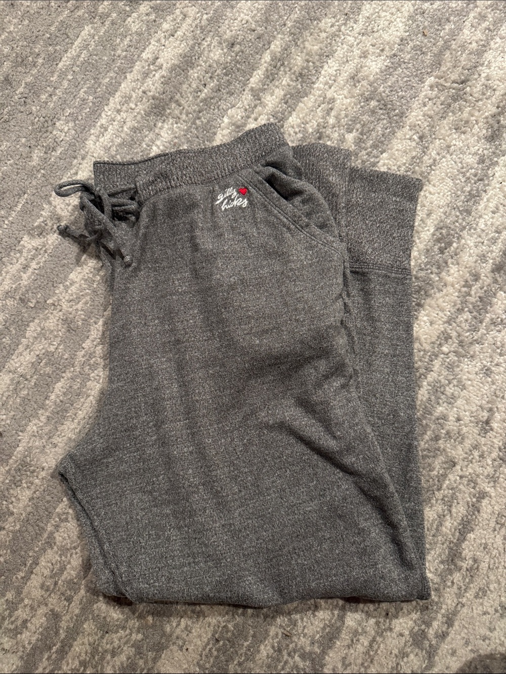 Gilly Hicks Dark Gray Drawstring Joggers with Heart Accent